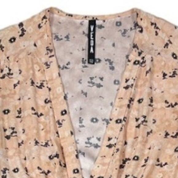 Veda Orange/Cream Floral Wrap Dress | Size L - Picture 3 of 5